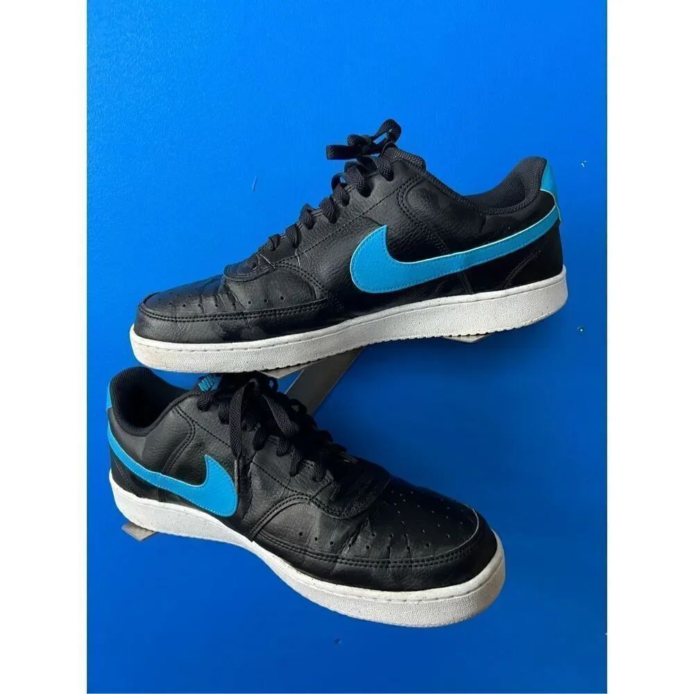 Nike Court Vision Low Mens Size 13 Casual Sneakers Shoes Black/Blue DH2987-005